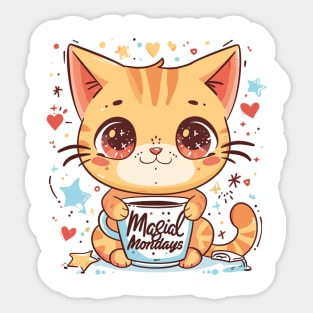 Magical Mondays: Kawaii Cat with Coffee Sticker